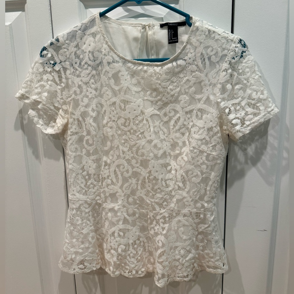 Forever 21 Cream Lace Blouse